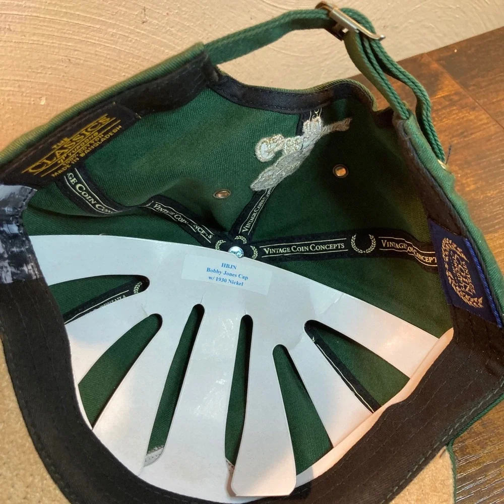 Bobby Jones Golf Hat Buffalo Nickel Impregnable Quadrilateral Green Strapback